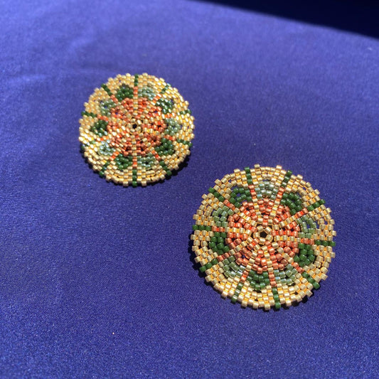 Aretes Juno Verde, Cobre y Dorado