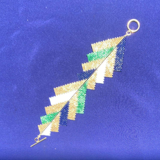 Brazalete Capella Verde Limón, Azul Marino y Dorado - Asimétrico