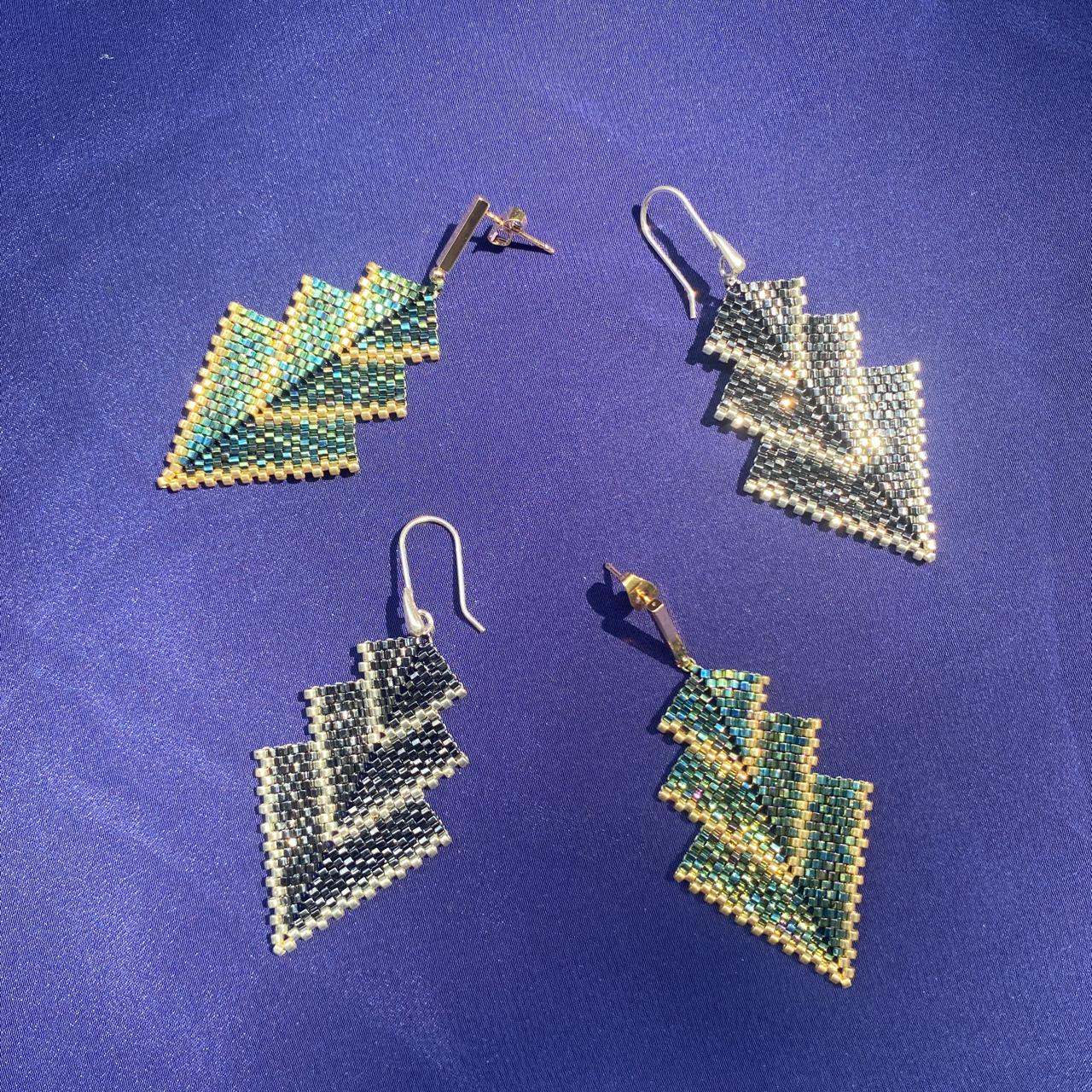 Aretes Mini Rigel en Verde Facetas y Dorado