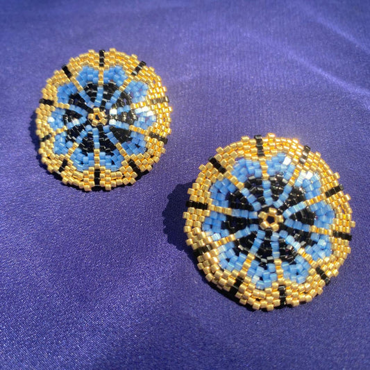 Aretes Juno Azul Escamas y Negro