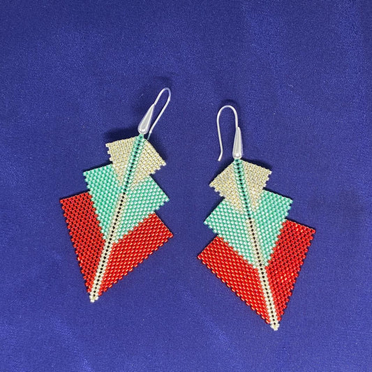 Aretes Danika Rojo y Verde Agua